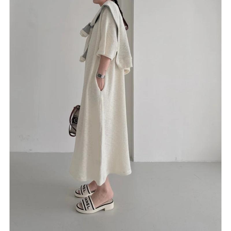 Südkorea Chic Sommer Neue Dame Französisch Sle Süße Rundhals Brief Drucken Schal Design Lose Kurzen Ärmeln T-shirt Kleid Frauen