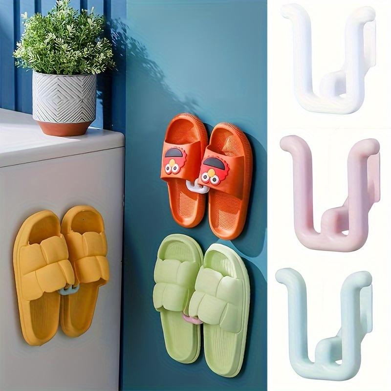 3pcs Colorful Self-adhesive Slipper Racks - Waterproof for Bathroom, Kitchen and Bedroom Decoration