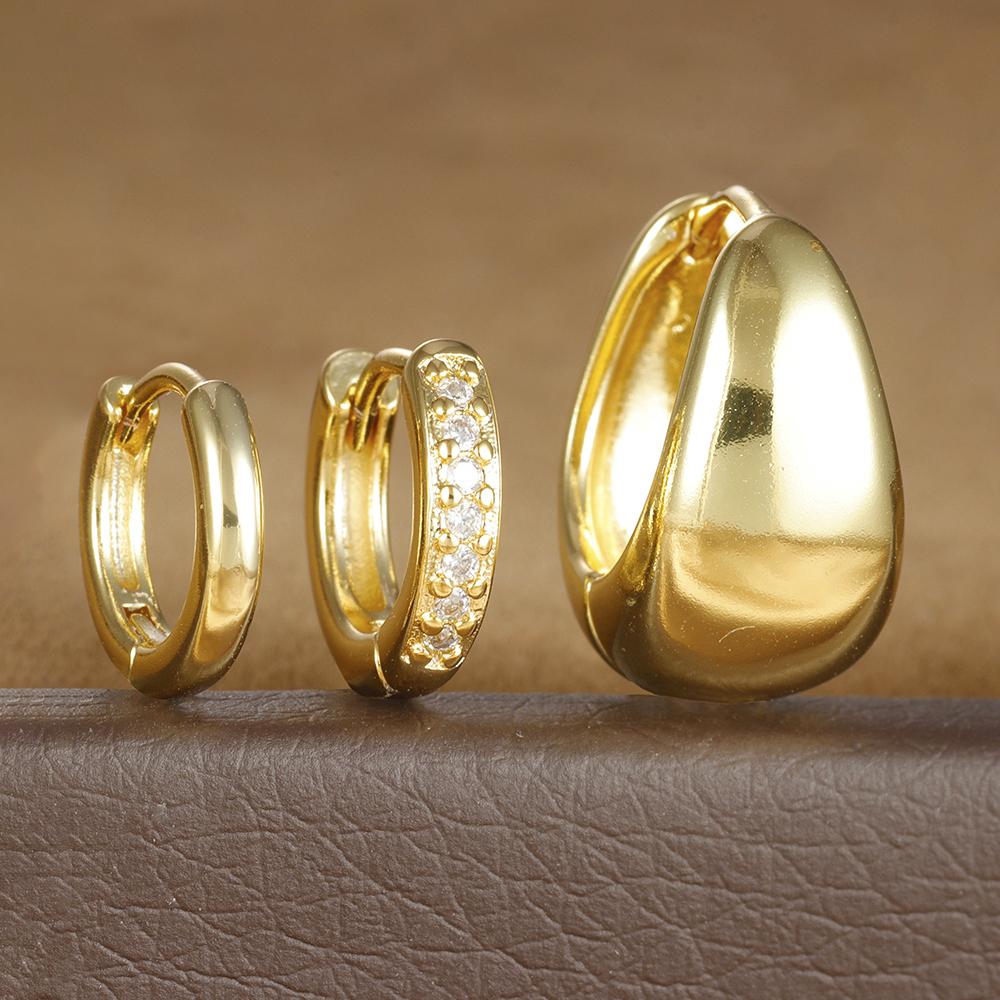 3pcs Trendy Stainless Steel Minimalist Hoop Earrings Set for Women Crystal Zirconia Huggie Circle Punk Earrings Piercing Jewelry