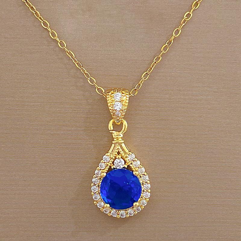 Full Of Diamonds, Water Droplets, Light Luxury Temperament, Gorgeous Full Diamonds, Necklace, Female Versatile Collarbone Chain, Titanium Steel Chain