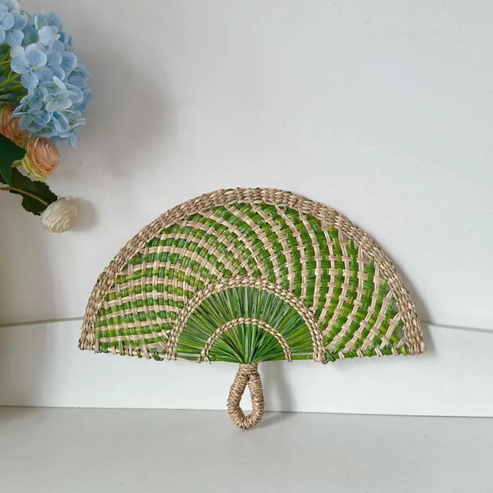 Woven Straw Fan Summer Cooling Grass Handwoven Fan Handmade Fan Nordic Hanging Decorations For Bedroom Wedding Party Home Decors