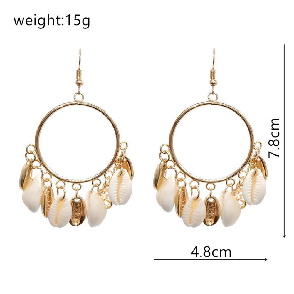 Women Fashion Bohemian Style Long Earring Shell Tassel Conch Earrings