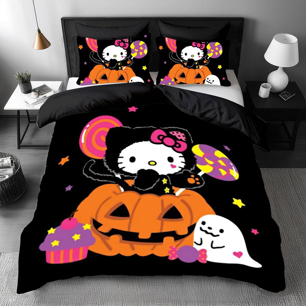 Halloween Kulomie 3D Digitaldruck Cartoon Quilt Set Dreiteiliges Set