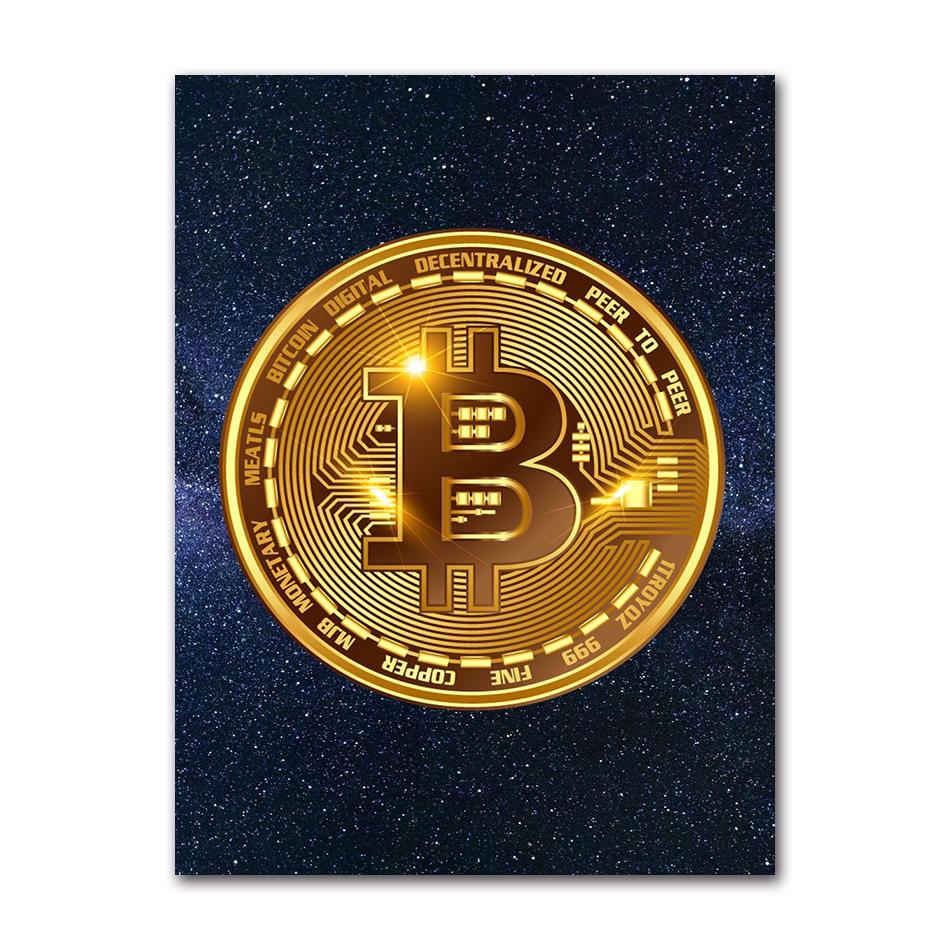 Vintage Abstract Bitcoin Symbol Bitcoin Cryptocurrency Art Poster Canvas Painting Wall Prints Picture for Living Room Home Decor