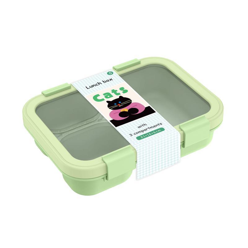 Bento Lunch Box Leak Proof 3 Compartments Portable Food Storage Box for Kids School Office Outdoor Picnic