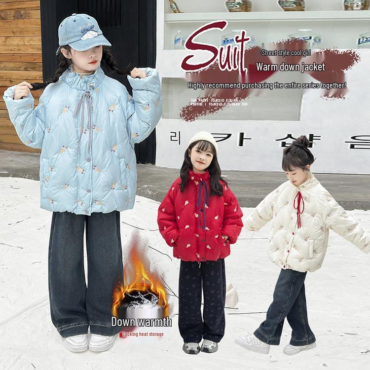 Girls' 2025 Korean-Style Thick Down Jacket - Stylish Autumn/Winter Outerwear