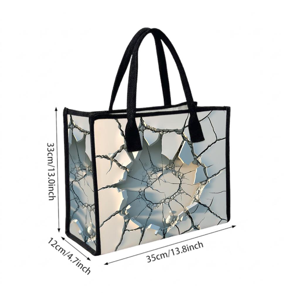 Cracked Print Large Capacity Tote Bag Casual Daily Use Handbag for Shopping Travel