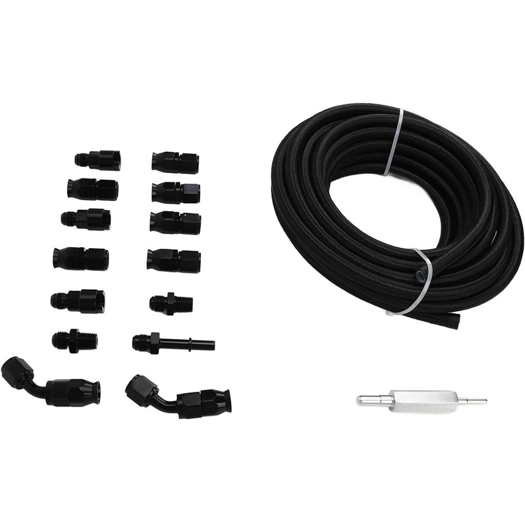 6AN 3 8in Fuel Line Fitting Kit Flexible PTFE Nylon Oil Gas Fitting Hose Fit For LS Swap EFI System