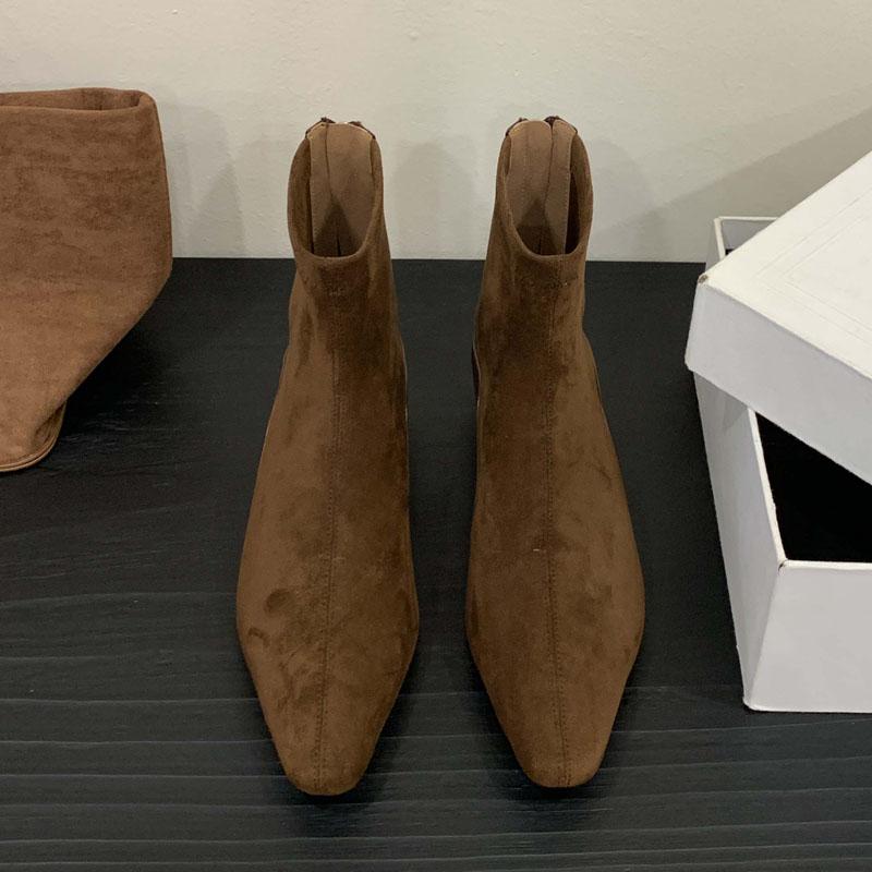 Eilyken Nowa Jesień Zima Moda Szpiczasty Nosek Niskie Obcasy Damskie Botki do Kostki Zwięzły Zamek Błyskawiczny Punk Damskie Buty