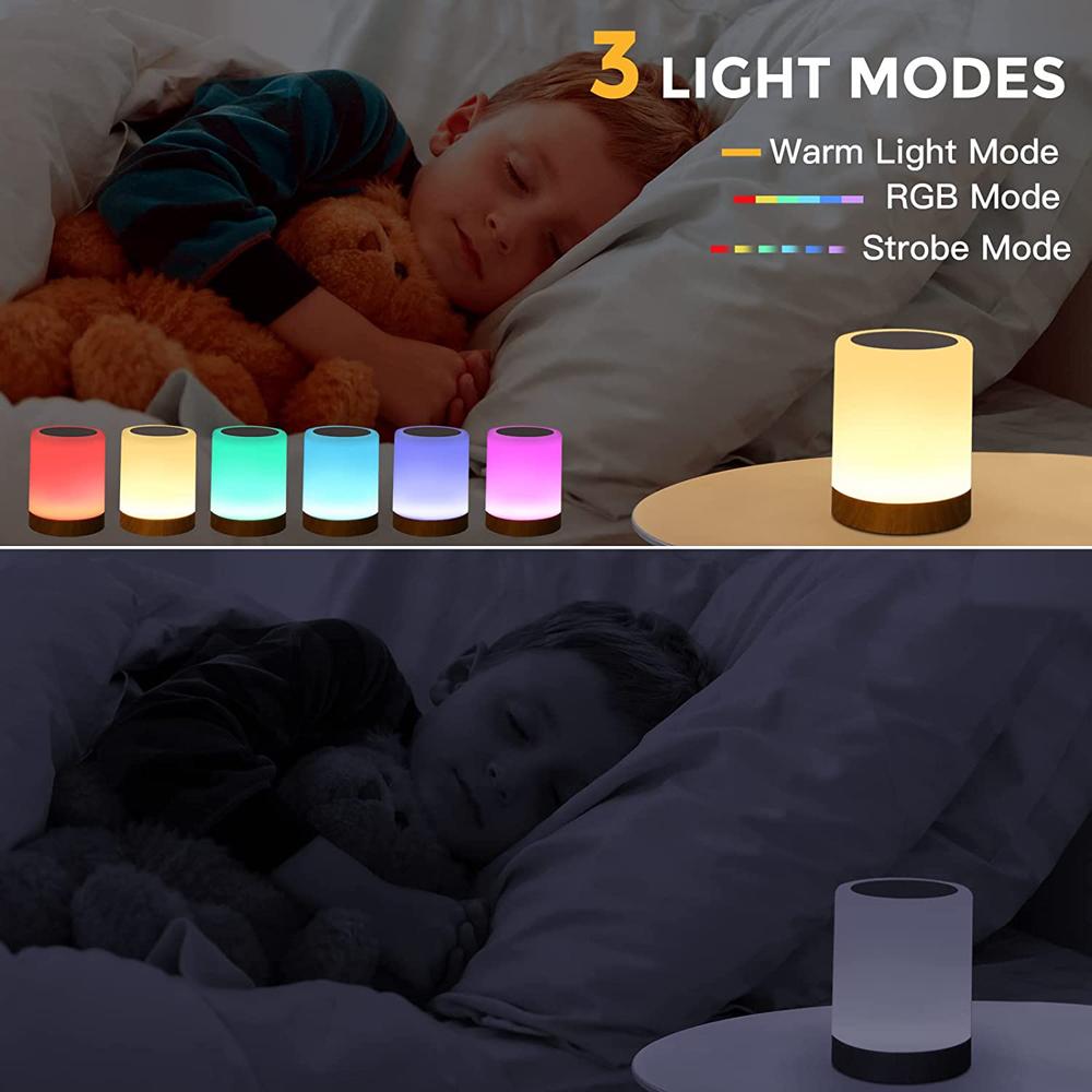 RGB LED Touch Night Light, USB Charging, Dimmable Desk Light, Portable Bedside Light Suitable For Bedrooms Desktop Night lamp