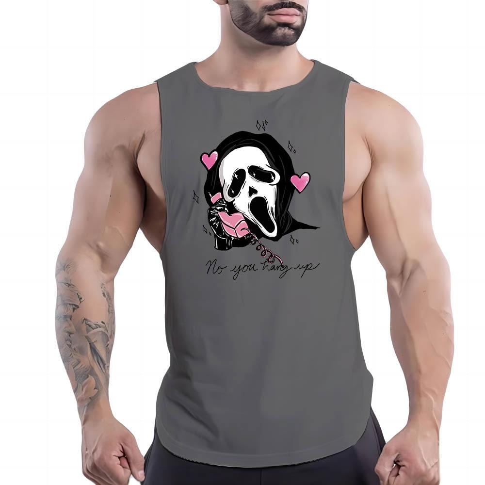 Sommer Herren Fitness Outdoor Sport Rundhalsweste Totenkopfmuster 2D Gedruckt Jugend Trend Atmungsaktives Ärmelloses Shirt