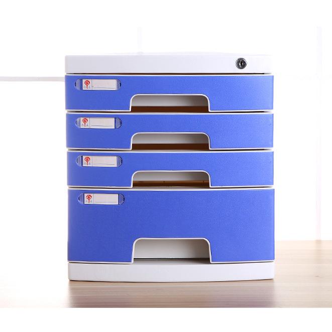 4-Drawer Lockable Plastic Office File Cabinet, Thickened Storage Box