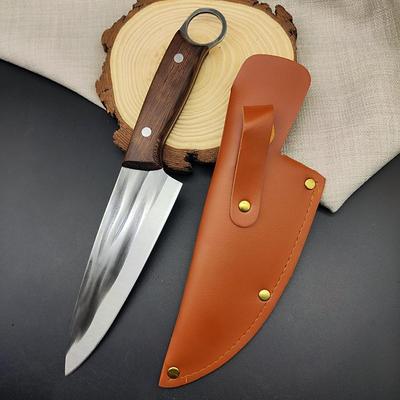 Forged Chef's Boning-Slicing Cleaver Professional Kitchen Knife for Meat Poultry Butchery Peeling Cutter Grill Knife with Sheath
