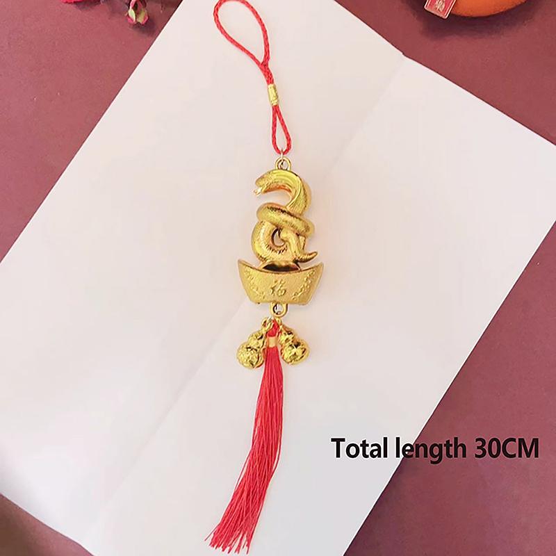 1Pc 2025 Year Of The Snake Gold-Plated Plastic Zodiac Snake Pendant Lucky Mascot Home Car Hanging Ornaments