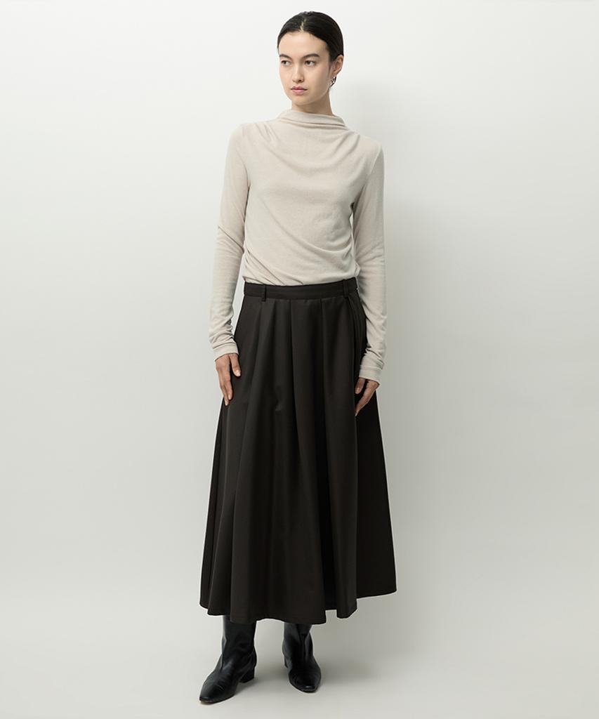 Leopeusaideuhwaiteulabel Wool Flared Skirt Dark Brown