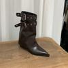 Blockabsatz Spitzhose Martin Stiefel Damenstiefel 2025 Frühling und Herbst Kaffee Merad Western Cowboy Skinny Stiefel