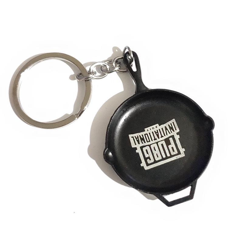 "12 cm PUBG-Schlüsselanhänger: Helm der Stufe 3, Bratpfanne und 98KAWM-Waffenmodell als Geschenk"