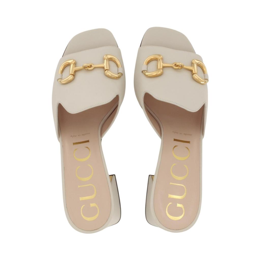 Gucci Sandalo con Tacco 75mm Morsetto Pelle Bianca Donna 655412 BKO00 9022