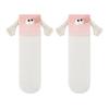 1 Pair Christmas Couple Socks Magnetic Hands Cartoon Deer Snowman Design Long Socks Soft Breathable Xmas Socks