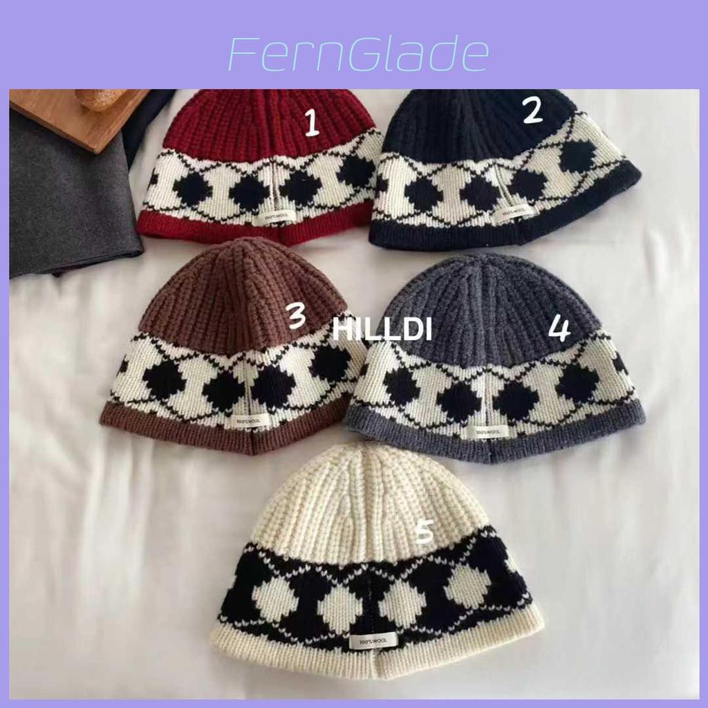 Wool Knitted Hat For Women With Geometric Pattern Winter Warmth Stylish Cozy