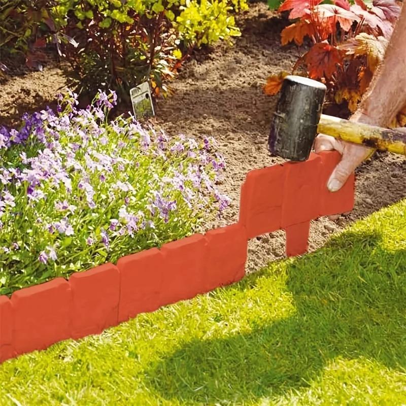Plastic Garden Edging Border, Imitation Stone Fence Panels, Patio Outdoor Barrier, DIY Garden Landscape Edge Border Spliceable