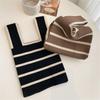 Handmade Knit Handbag Women Mini Knot Wrist Bag Japanese Casual Color Wide Stripe Plaid Tote Bag Student Reusable Shopping Bags