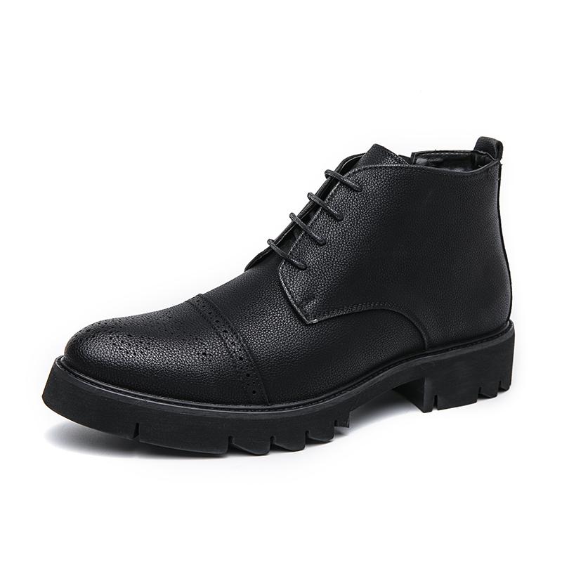 New Men's Shoes Brand Mens Casual Chelsea Boots Mens Lace-Up Solid Color Outdoor Boots Male Comfortable Motorcycle Ankle Boots