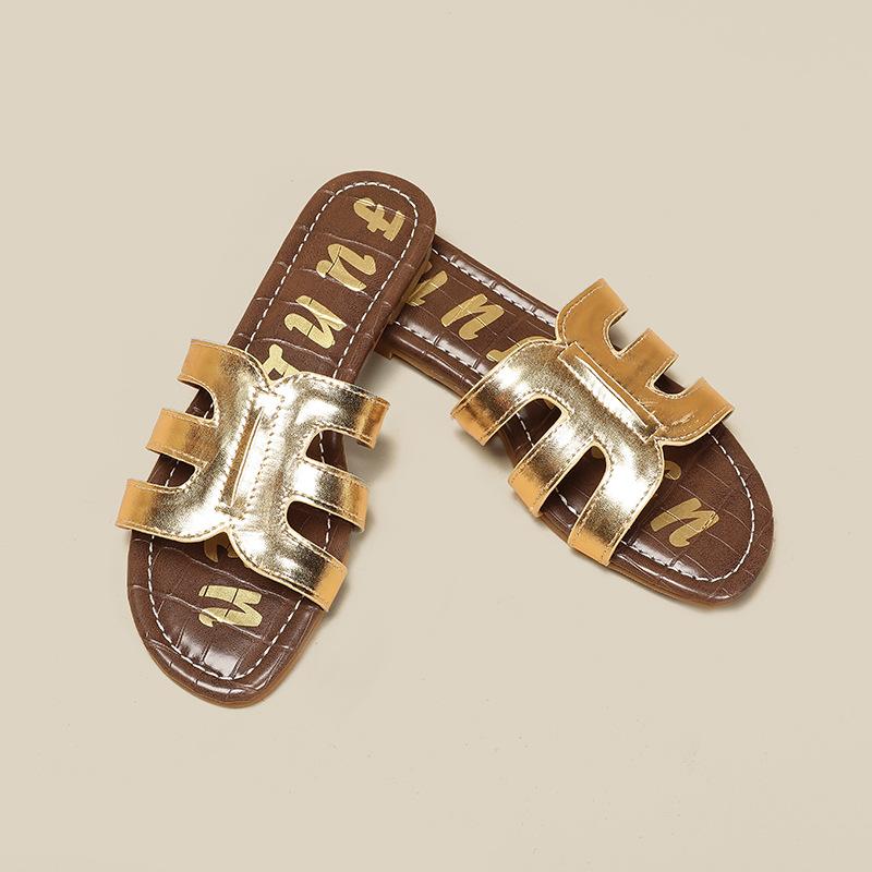 One-character slippers women's summer wear fashion casual versatile beach vacation style pregnant women non-slip soft bottom flat bottom sandals