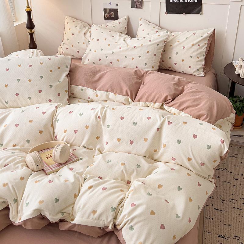 

Class A Maternal Infant Grade Aerobic Double-Layer Yarn 4-Pcs Set Mixed Matched Fresh Student Dormitory 3-Pcs Set Bed Sheet Cover 1.2 Sheet3pcs quilt 1.5*2m