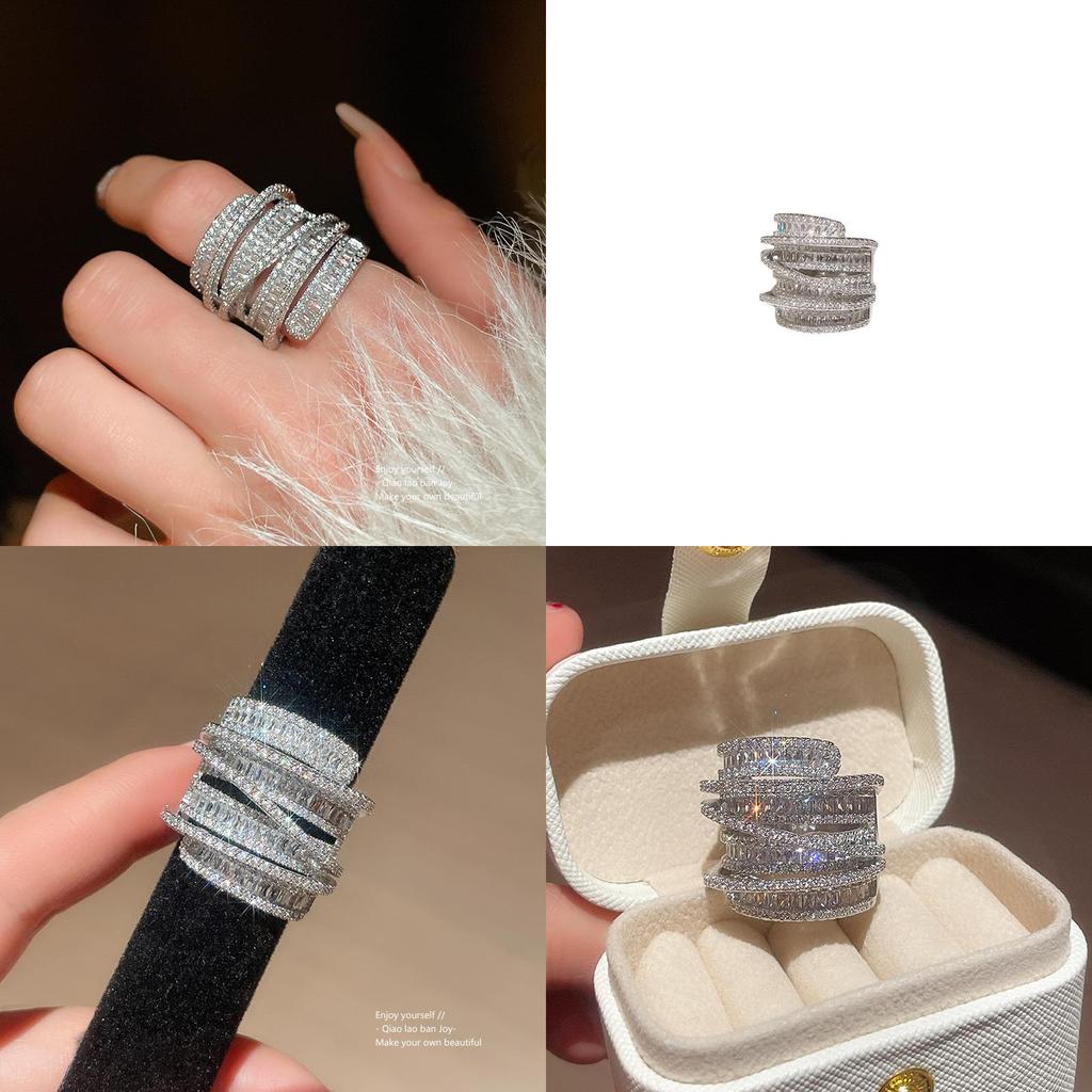 Geometric Zircon Wrap Ring For Women With Silver Finish In Fashion Casual Style