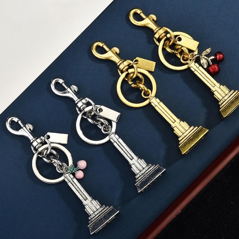 Vibrant Cherry Tower Keychain Colorful Sturdy Alloy Fashion Accessory Stylish Bag Hanging Ornament For Bags Gifts