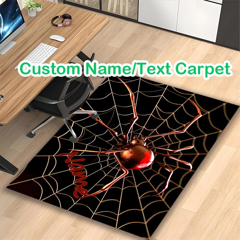 1pc Black Spider (1) Carpet for Room Floor Mat, Comfortable Office Chair Printed Area Rug, Beautiful Hotel Rug