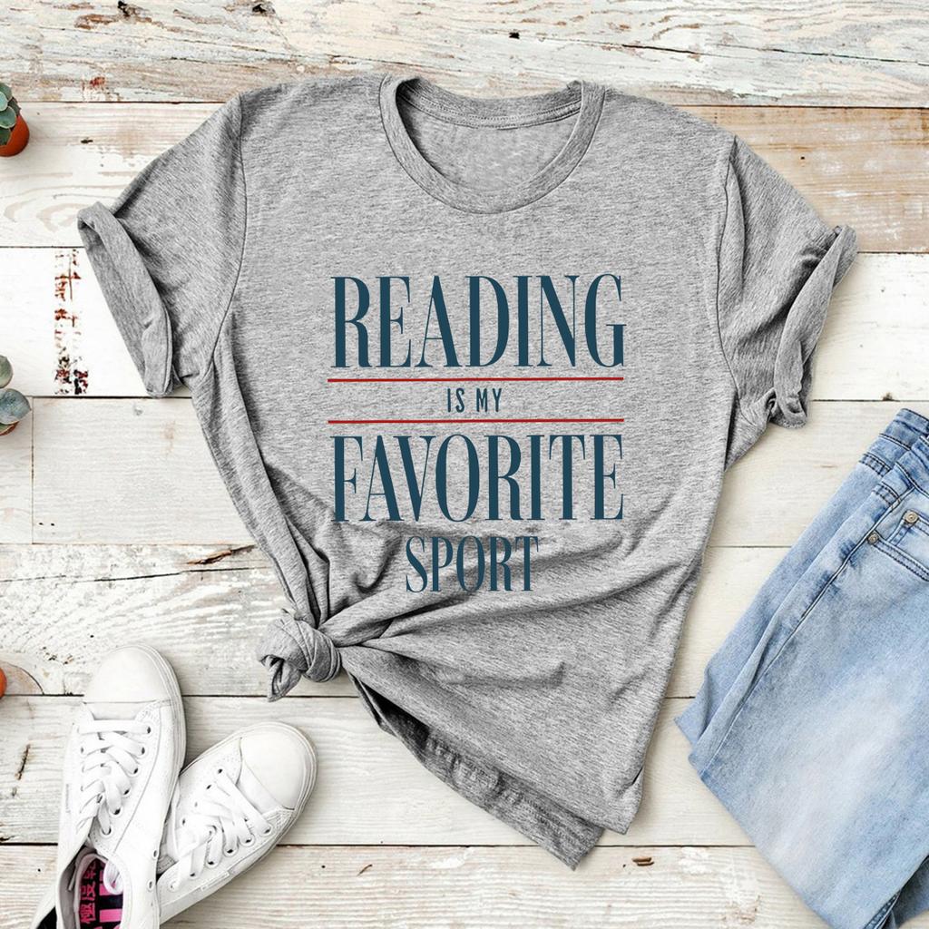 Reading Is My Favorite Sport TShirt Funny Book Lover Shirt Short Sleeve Women Tshirt Casual Tops Librarian Tee Book Lover Gift