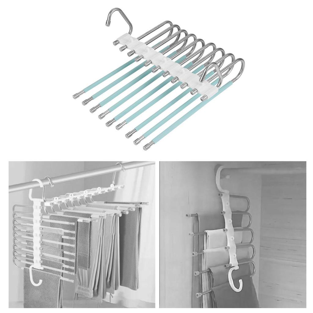 Multi Layer Folding Pants Hangers Slack Wardrobe Travel Hotel Hanging Rack 