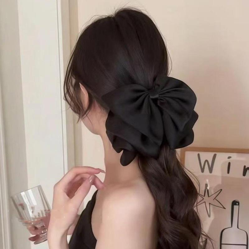 Bow Hair Claw Clip Solid Color Black White Hair Shark Grab Clip Hair Style Tools Hair Accessories For Women Girl