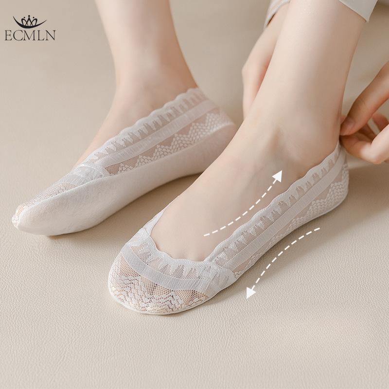 Women Summer Thin Non-slip Sock Invisible Short Lace Boat Socks