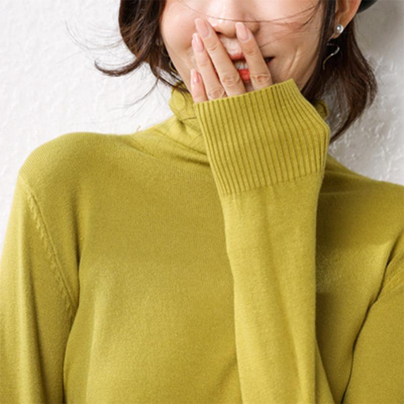 Podzim Zimní Svetr Rolák Slim Fit Basic Pulovry Móda Korejské Pletené Topy Spodní části Dámské Svetry Strečové Svetry