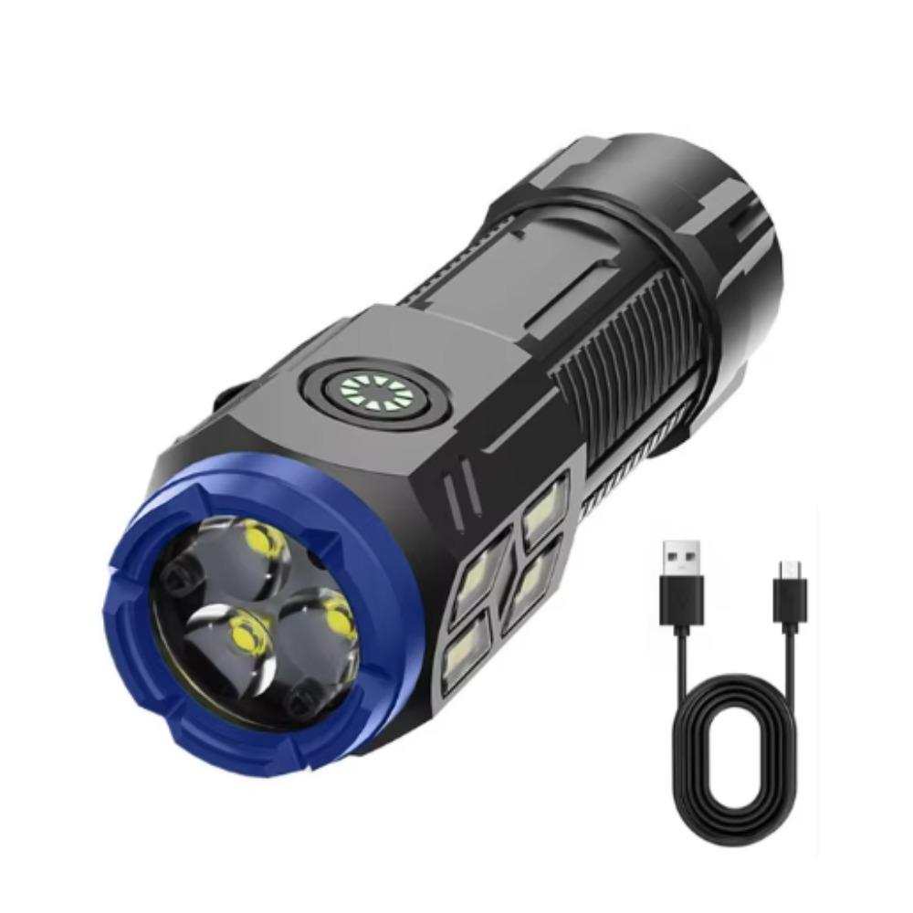 

2 шт. Мини супер яркий фонарик с тремя глазами, взрывная вспышка, маленький фонарик, водонепроницаемый светодиодный фонарик на шляпу, фонарь для походов на открытом воздухе, мощный портативный фонарь Blue+side lights-1pcs