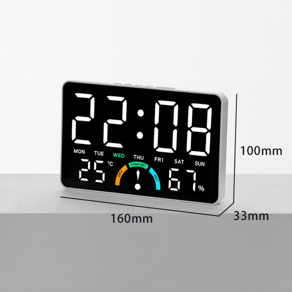 Wall-mounted Electronic Wall Clock Multi-functional Temperature Digital LED Clocks Calendar Date Display Table Clock for Bedroom