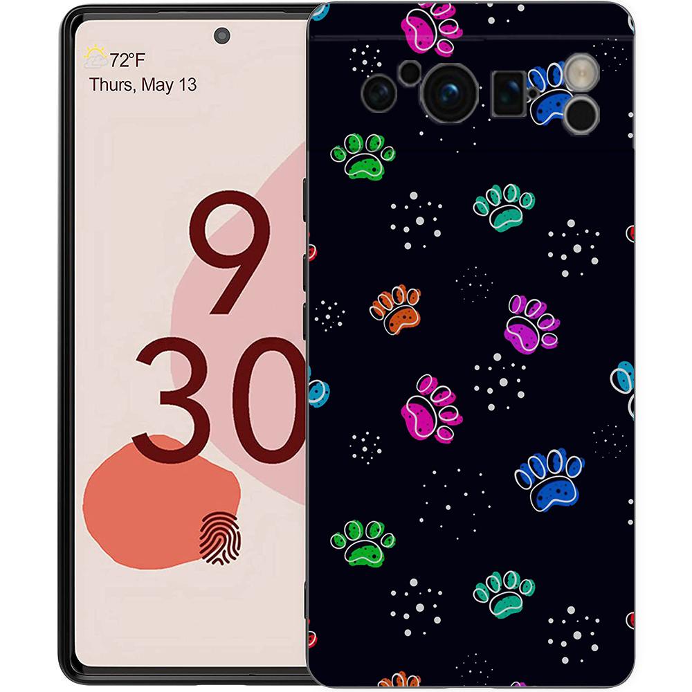 Cute Cat Dog Paw Love Phone Case For Google Pixel 8 7 6 Pro 6A 7A 5G Soft Silicone Shockproof TPU Black Cover Fundas