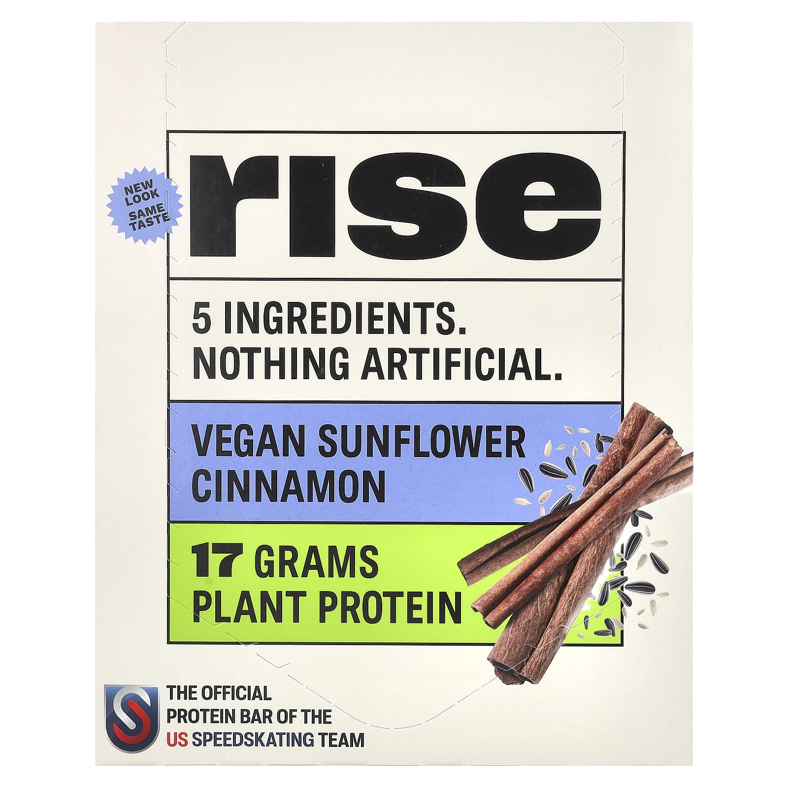 

Rise Bar, protein bar, vegan sunflower cinnamon, 12 bars, 60g (2.1oz) each