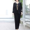 2pcs Pants Suits Spring Autumn Women's Gold Velvet Plus Size Blouse High-waist Velvet Harem Pants Two-piece Set
