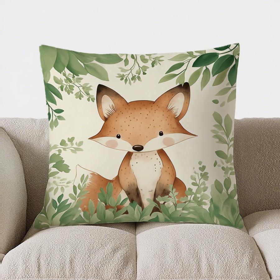 Home Decor Cute Bear With Green Leaves Pillow Cover Pattern Cushion Cover Suitable For Sofa Bedroom Car Pillow Cover