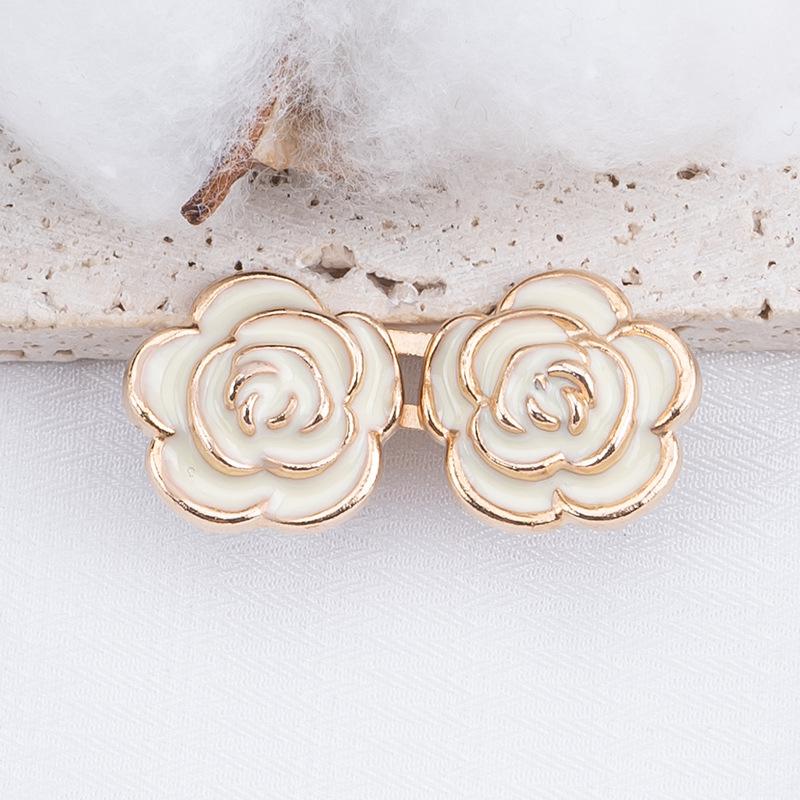 Rose Waist-Cinching Button: Metal-Free, Stitch-Free, Detachable Hook-and-Eye for Jeans