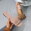 Damenschuhe 2025 Outdoor Zehenfrei Damen Hausschuhe Eckige Zehen Übergröße Lässige Hausschuhe Damen Bling Gemischte Farben Flache Sandalen