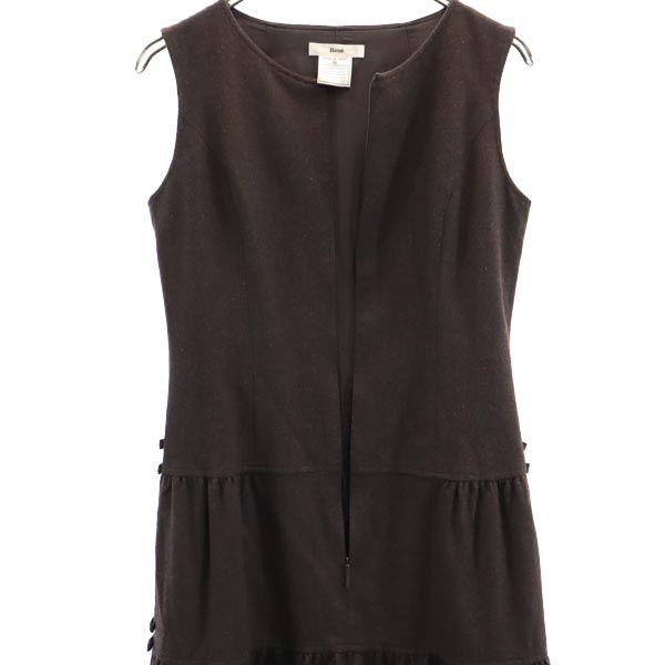 Rene Made in Japan Wool Blend No sleeve one piece 36 Brown Front zip Women Used