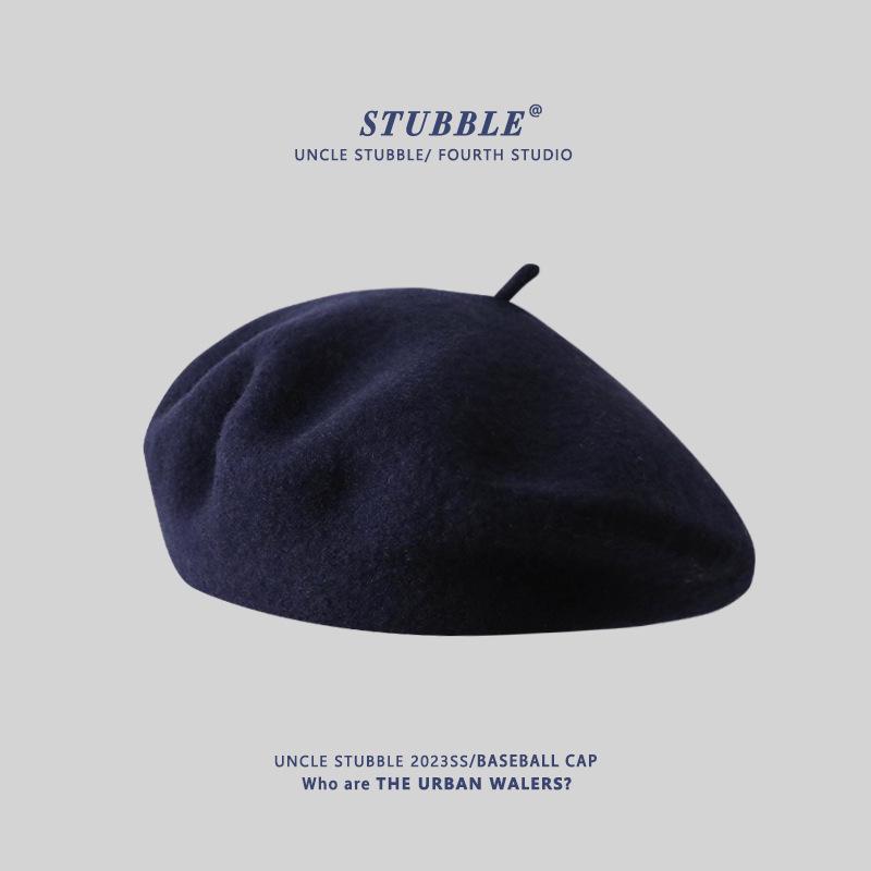 Women's Artistic Retro Wool Beret - Solid Color Autumn/Winter Hat