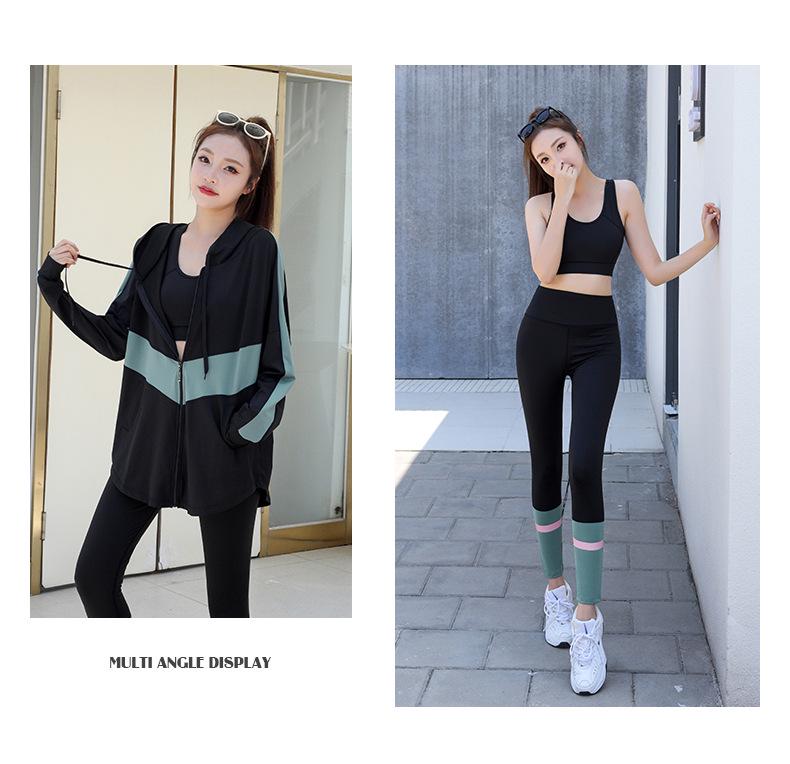 Women's Plus Size Loose Zipper Hoodie Three-Piece Sports Suit with Tapered Pants - Hip Covering, Slimming Yoga Wear