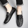 Fashion Fashion Genuine Leather Man Loafers Classic Slip-on Casual Shoes Business Men Moccasins Crocodile Pattern Non-slip Driving Shoes