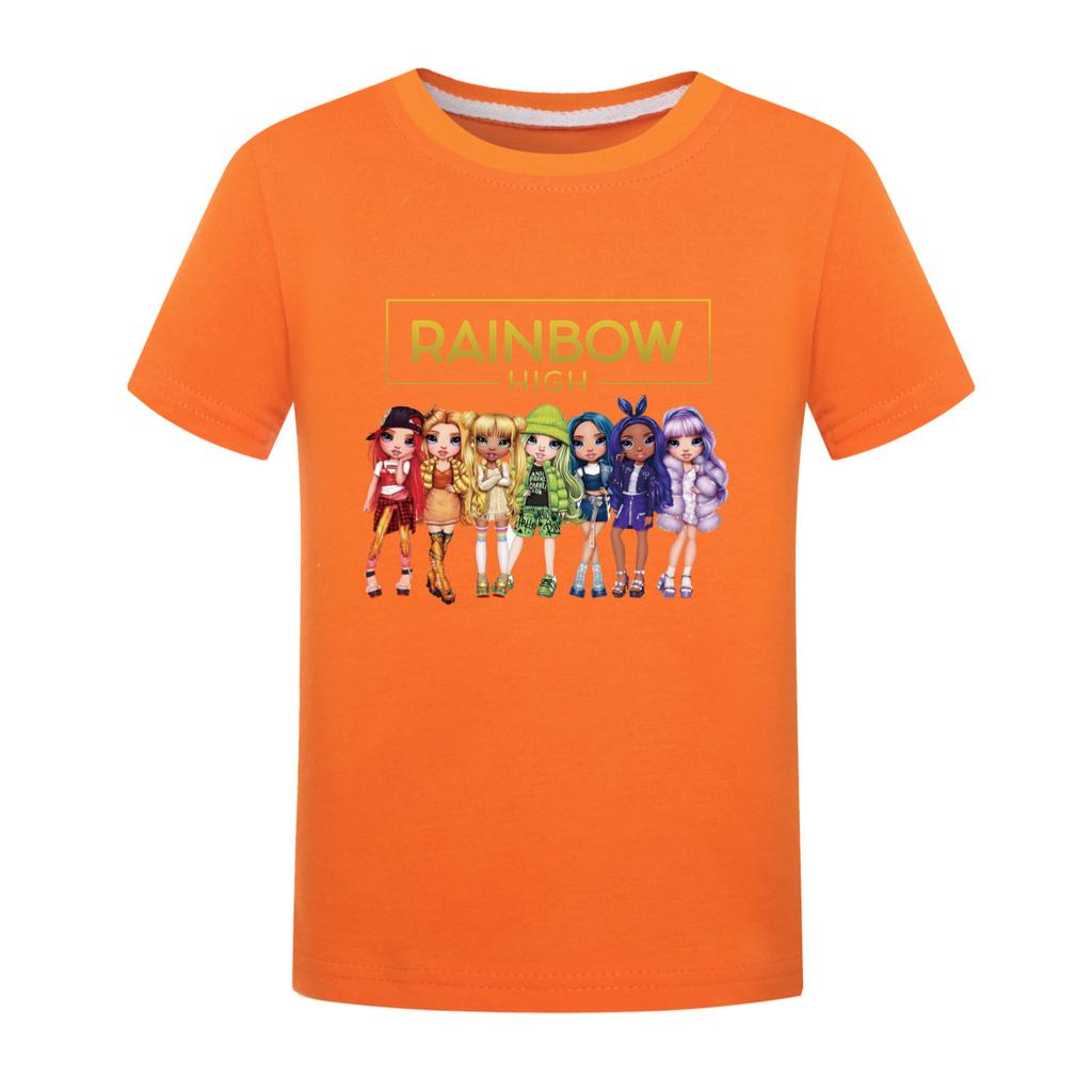 Fantasy Friends Rainbow High T-Shirt Kinder Sommerkleidung Mädchen Kurzarm Oberteile Kleinkind Junge Mode Streetwear Kinderkleidung